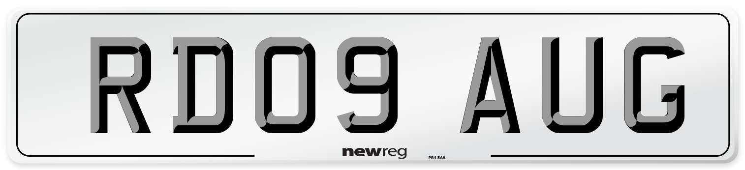 RD09 AUG Number Plate from New Reg